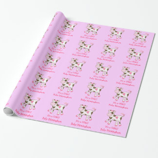 Cadeau Papier d'emballage personnalisable de vache rose à