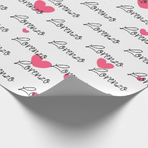 Cadeau Papier d'emballage personnalisé cœurs roses