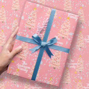 Cadeau Papier d'emballage personnalisé Sapins de Noël ros