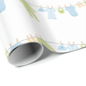 Cadeau Papier d'emballage petits de vêtements bleus et (Coin rond)