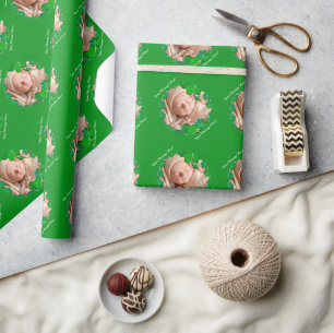Cadeau Papier d'emballage photo cadre vert trèfle à trois
