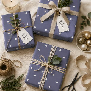 Cadeau Papier d'emballage pois Navy Violet