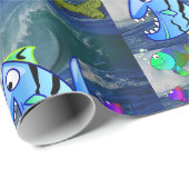Cadeau Papier d'emballage Poisson (Coin rond)