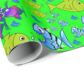 Cadeau Papier d'emballage Poisson (Coin rond)