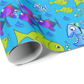 Cadeau Papier d'emballage Poisson (Coin rond)