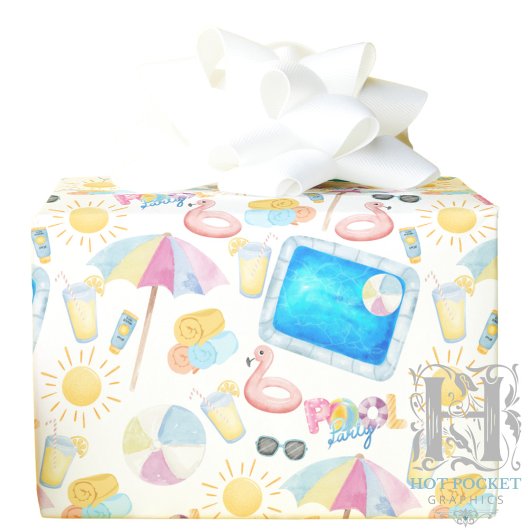 Cadeau Papier d'emballage Pool Party