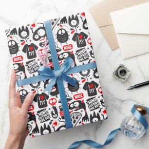 Cadeau Papier d'emballage Pop Art - Gribouillis de monstr