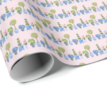 Papier d'emballage Pots de jardin (sur fond rose)