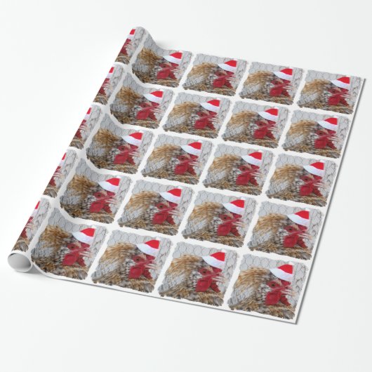 Cadeau Papier d'emballage - poulet de Père Noël (Déroulé)