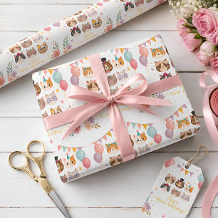 Cadeau Papier d'emballage pour anniversaire de chat migno