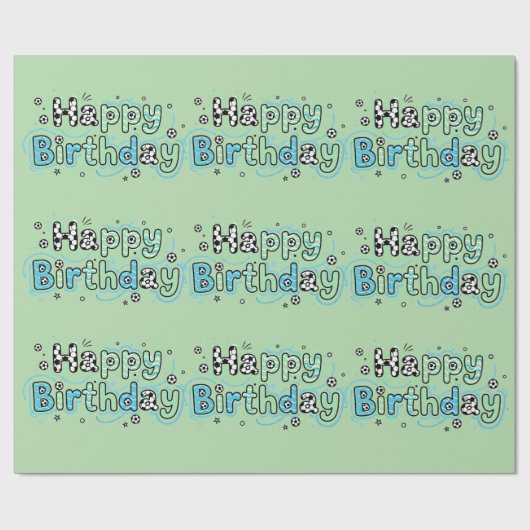 Cadeau Papier d'emballage pour anniversaire de foot-ball  (Plat)