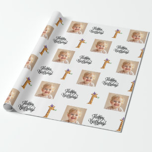Cadeau Papier d'emballage pour anniversaire de girafe ave