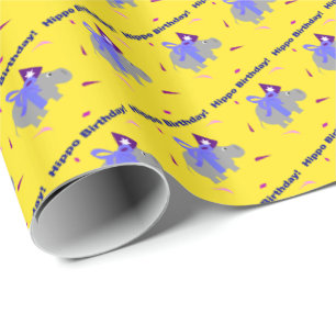 Cadeau Papier d'emballage pour anniversaire d'hippopotame