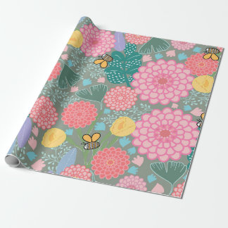 Cadeau Papier d'emballage pour anniversaire en pleine flo