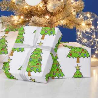 Cadeau Papier d'emballage pour arbre de Noël vert coloré
