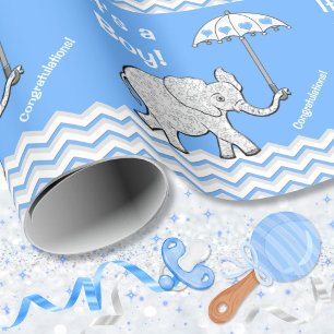 Cadeau Papier d'emballage pour Baby Shower Baby Boy Eleph