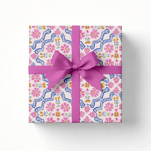 Cadeau Papier d'emballage pour Baby Shower Folk Floral Ro
