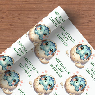 Cadeau Papier d'emballage pour Baby Shower Little Dino éc