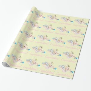 Cadeau Papier d'emballage pour Baby Shower Vintage Retro 