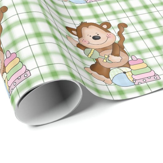 Cadeau Papier d'emballage pour bébé Unisex Monkey (Coin rond)