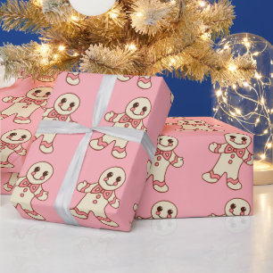 Cadeau Papier d'emballage pour biscuits de Noël roses