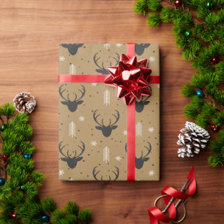 Cadeau Papier d'emballage pour cerfs de fête pour cadeaux