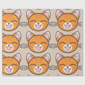 Cadeau papier d'emballage pour chat heureux (Plat)