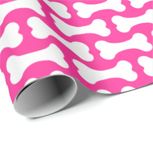 Cadeau Papier d'emballage pour chien rose et blanc