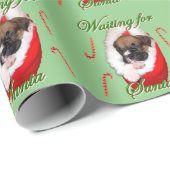 Cadeau Papier d'emballage pour chiot de Noël vert pâle (Coin rond)