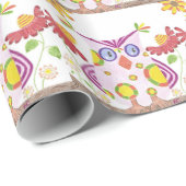 Cadeau Papier d'emballage pour chouette rose pâle (Coin rond)