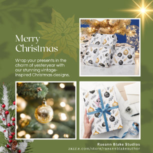 Cadeau Papier d'emballage pour décorations de Noël noir e