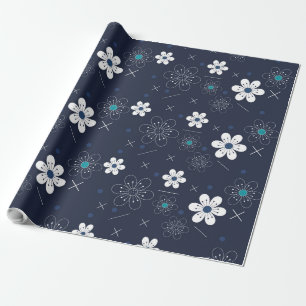 Cadeau papier d'emballage pour fleurs d'hiver de minuit