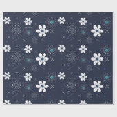 Cadeau papier d'emballage pour fleurs d'hiver de minuit (Plat)