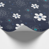 Cadeau papier d'emballage pour fleurs d'hiver de minuit (Coin)