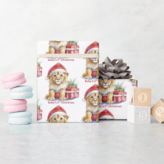 Cadeau Papier d'emballage pour le 1er Noël de bébé lion