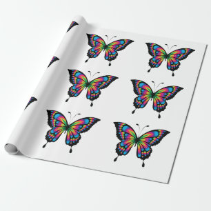 Cadeau papier d'emballage pour papillon arc-en-ciel