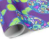 Cadeau Papier d'emballage pourpre de tortue (Coin rond)