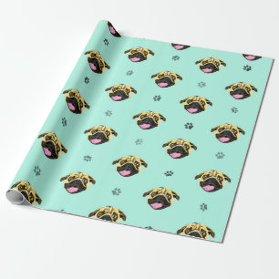 Cadeau Papier d'emballage Pug à la menthe