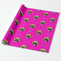 Papier d'emballage Pug Rose Fuschia Étonnant