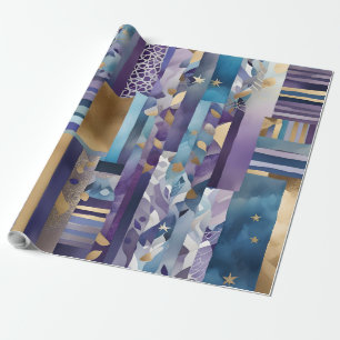 Cadeau papier d'emballage quadrillé patchwork