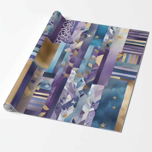 Cadeau papier d'emballage quadrillé patchwork (Déroulé)