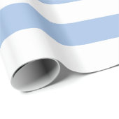 Cadeau Papier d'emballage rayé blanc et bleu-clair (Coin rond)