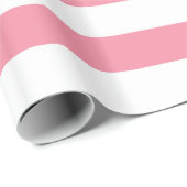 Cadeau Papier d'emballage rayé de rose et blanc saumoné (Coin rond)