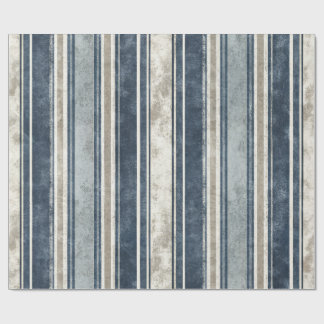 Cadeau Papier d'emballage rayé en bleu clair en détresse