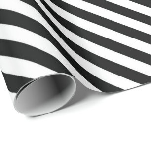 Cadeau Papier d'emballage rayé noir et blanc