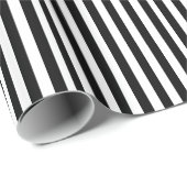 Cadeau Papier d'emballage rayé noir et blanc d'enveloppe (Coin rond)