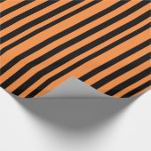 Cadeau papier d'emballage rayé noir et orange (Coin)