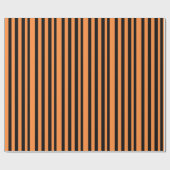Cadeau papier d'emballage rayé noir et orange (Plat)