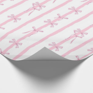 Cadeau Papier d'emballage rayé ruban rose mignon