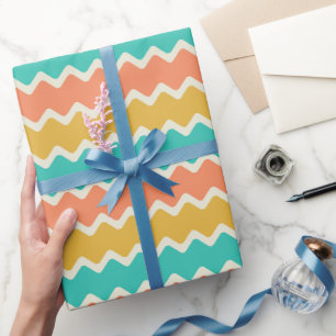 Cadeau Papier d'emballage rayures moyennes chevron coloré